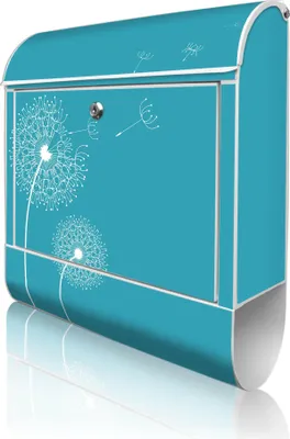 Produktbild von banjado Design Briefkasten Stahl weiß mit Zeitungsfach pulverbeschichtet "Pusteblume 4" 38x46x12,5cm & 2 Schlüssel - Postkasten A4 Einwurf inkl. Montagematerial [BKW 11123]