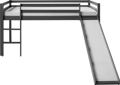Produktbild von Homestyle4u Hochbett 90x200 Kinder mit Rutsche ohne Lattenrost Kinderbett Weiß Spielbett Grau Holz Kiefer mit Rausfallschutz