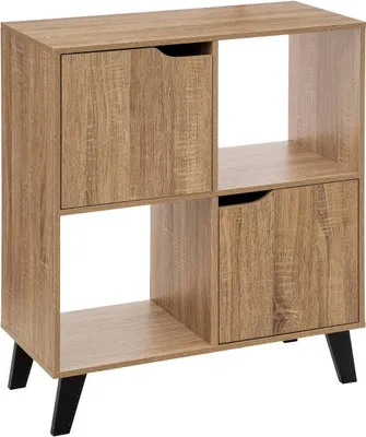 Zdjęcie produktu dla Półka z 4 przegródkami z drzwiczkami "ceda" z efektem naturalnego drewna - 5 five simply smart