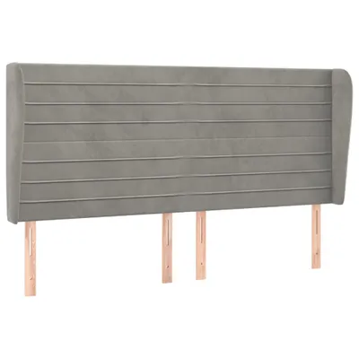 Produktbild von vidaXL Kopfteil mit Ohren Hellgrau 203x23x118/128 cm Samt