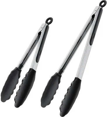 Produktbild von Unyqoos® Silikon-Küchenzange – hitzebeständig, lebensmittelsicher mit Verriegelung und rutschfesten Greifköpfen, ideal zum Grillen, Kochen & Servieren