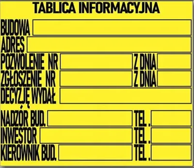 Obrázek produktu pro Stavební informační značka podle zákona - výstražná informace PVC