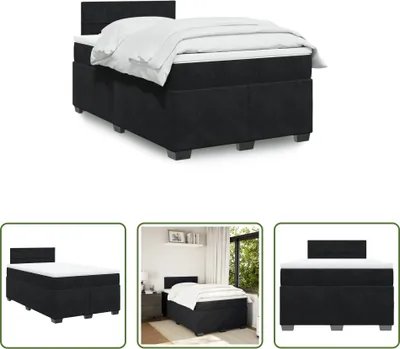 Produktbild von The Living Store Boxspringbett mit Matratze Schwarz 120x200 cm Samt