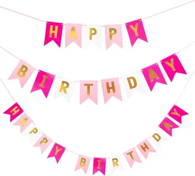 Produktbild von Oblique Unique Happy Birthday Girlande Banner 2m Geburtstag Party Deko - pink rosa