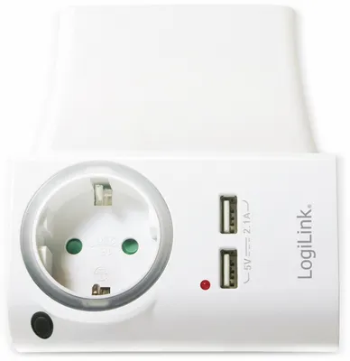 Image de LogiLink USB Steckdosenadapter, 2x USB-Port, 5V/2.1A weiß
