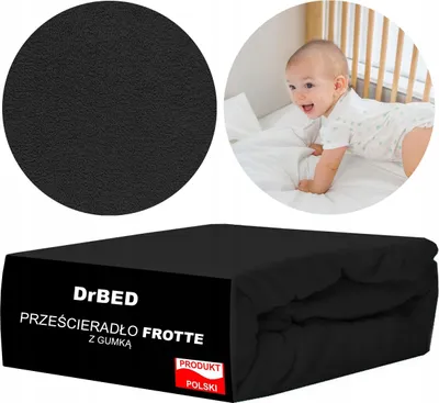 Obrázek produktu pro Prostěradlo 120x60 s elastickým páskem, černé, prodyšné, polské