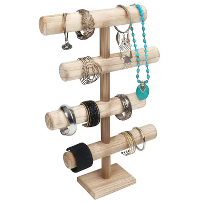Produktbild von Belle Vous 4 Stufen Schmuck Ständer Holz Ketten Aufbewahrung Schmuck Organizer - 48 cm Hoch - Schmuckbaum für Ketten, Armbänder, Uhren, Scrunchies und