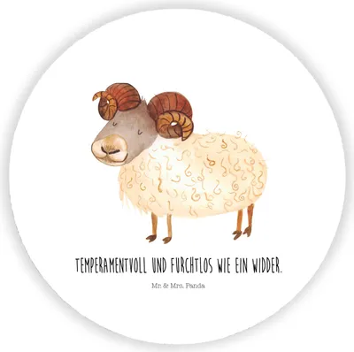 Produktbild von Mr. & Mrs. Panda magnet Sternzeichen Widder - Weiß - Geschenk, Kühlschrankmagnet, Schafbock, für kühlschrank, wandmagnet, Geburtstag April, pinnwand, rundmagnet, März