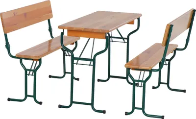 Produktbild von Natura Festzeltgarnitur 110 cm mit Rückenlehne 3-teilig, Tisch 50 cm Breite