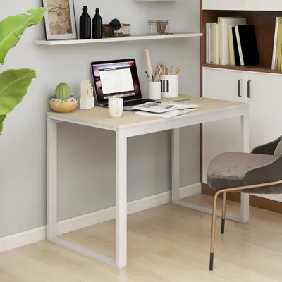 Produktbild von Computertisch für das Büro in Weiß und Eiche, 110 x 60 x 73 cm