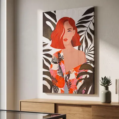 Image de FURNLUX Art mural Dame rouge 80cm / Couleur principale : rouge / Dimensions : 80 x 120 x 3 cm