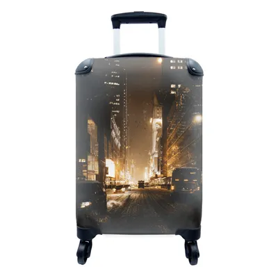 Produktbild von MuchoWow® Koffer Handgepäck Trolley Rollkoffer Kleine Reisekoffer mit 4 Rollen - Gold - Nacht - Stadt - Cabin Size < 55x40x23 cm & 55x40x20 cm - Fotokoffer - Kabinenkoffer - Boardgepäck - Reise-Box - Reisekoffer - Reisegepäck - Koffer mit Bild - Trolley für Kinder