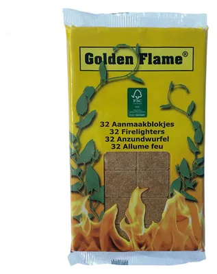 Produktbild von Feueranzünder mit goldener Flamme, braun, 32 Stück
