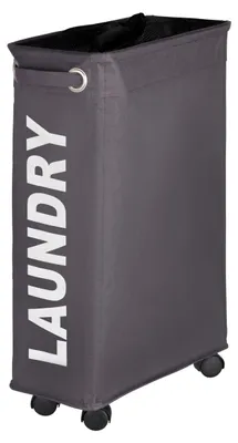 Image de WENKO Collecteur de linge Corbeille trieur 43 L CORNO gris Sac Salle de bain WC Rouleaux Chariot