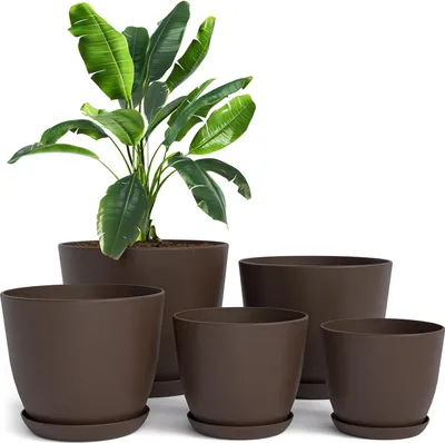 Produktbild von Kunststoff Pflanzenkübel - Dekorative Töpfe für Pflanzen - Set von 5 - Mehrfarbig - Plastik