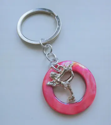 Image de Porte-Clés Perle Rose Patineuse Patinage