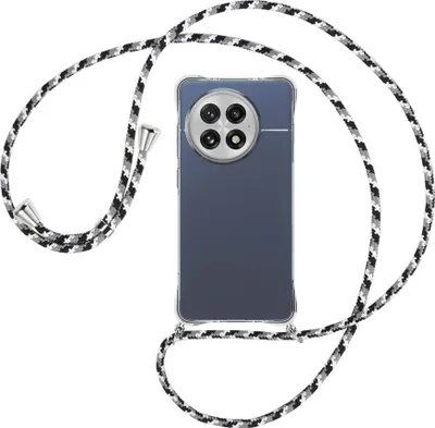 Produktbild von Handykette Backcover-Schutzhülle mit Band (Metall silberfarben) für OnePlus ACE5 5G - schwarz/grau/weiß