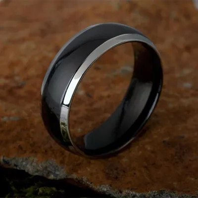 Produktbild von Stahl Ring: Herren Ring schwarz 58 (18.4 mm Ø)