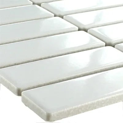 Produktbild von Keramik Mosaikfliesen Parma Weiß Stäbchen Glänzend