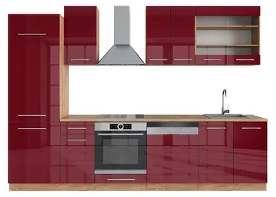 Obrázok produktu pre Kuchynský kút Vicco Fame-Line Bordeaux vysoký lesk/dub Goldkraft 300 cm bez pracovnej dosky, Model 38659