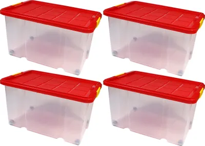 Produktbild von Eurobox mit Deckel 60x40x33cm Transparent Kunststoff Deckel 4er Set