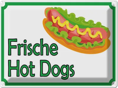 Produktbild von vianmo Blechschild 30x40 cm frische Hot Dogs Restaurant Essen Trinken