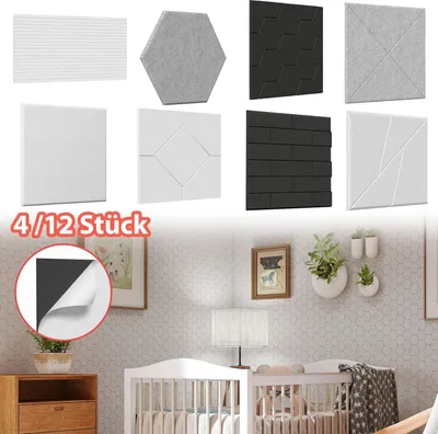 Obrázek produktu pro XINZI 12X Akustické panely Samolepicí 30x26 cm Stěnové panely Zvuková izolace Zvuková izolace z polyesteru Zvukově izolační desky Akustické desky, bílé