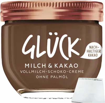 Produktbild von Glück Milch & Kakao (200g Glas) + usy Block