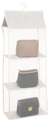 Handtaschen-Organizer, hängend, 3 Fächer, 360° drehbar, beige, 40x16x95 cm