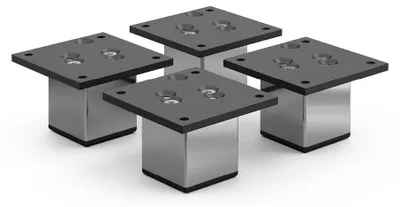 Produktbild von 4er Set sossai Aluminium Möbelfüße 60mm in Chrom Schrankfüße Sockelfüße