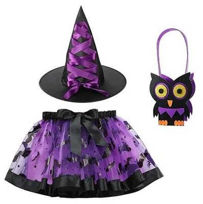 Zdjęcie produktu dla Kostium czarownicy dziecięcy sukienka tutu kapelusz halloween dla