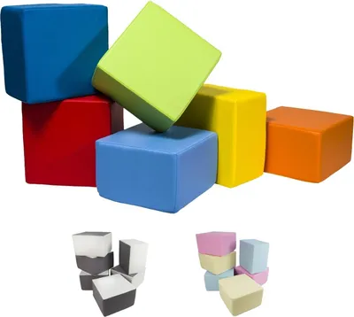Image de Cubes set de 6 grands blocs de mousse (couleur : rose, bleu, jaune (pastel))