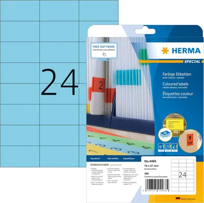 Produktbild von Etiketten A4 blau 70x37 mm Papier matt 480 St.