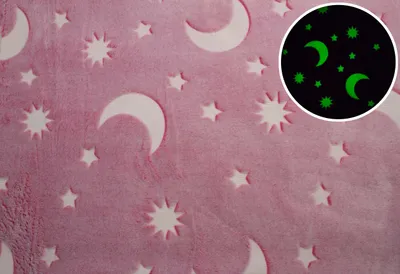 Image de Peluche Minky phosphorescente, Les étoiles, 50 x 160 cm