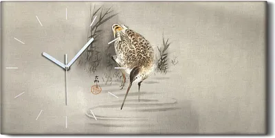 Produktbild von Leinwand Uhr Küche Wohnzimmer Bild 60x30 Gemälde Asiatische Tier Vogel Wasser - weiße Hände