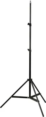 A black light stand with a tripod base and adjustable height.