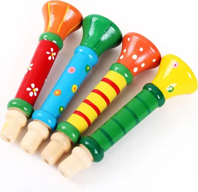 Zdjęcie produktu dla Drewniana trąbka Zabawka Dźwiękowa Drewniana trąbka Edukacyjny gwizdek Instrument muzyczny dla dzieci Dzieci