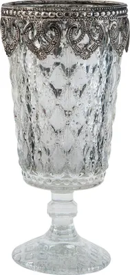 Zdjęcie produktu dla Clayre & Eef Podstawka na tealight Ø 8x16 cm Szkło w kolorze srebrnym