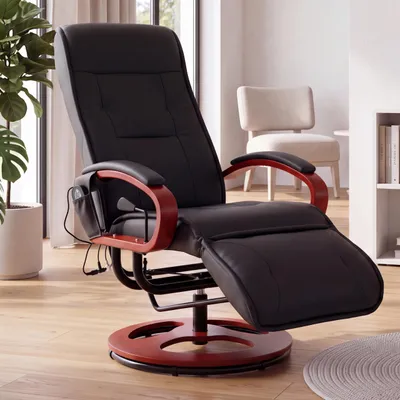 Produktbild von Relaxliege ARLES II, Relaxsessel Massagesessel, MIT Massage Leder, schwarz