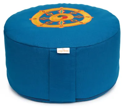 Produktbild von yogabox Meditationskissen Glückssitz® Rondo Dharmarad - petrol 33 x 33 x 15 cm  Buchweizenschalen
