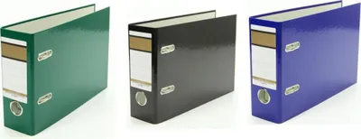 Produktbild von 3x Ordner / A5 quer / 75mm breit / Farbe: je 1x grün, blau und schwarz