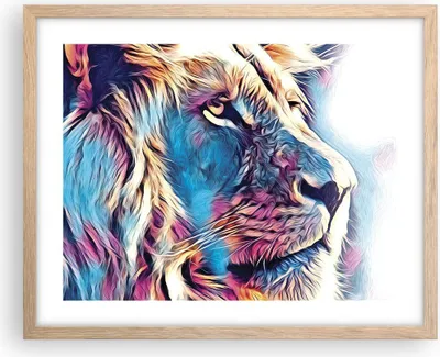 Produktbild von Gerahmtes Poster - Rahmen in heller Eiche - Löwe Mähne Märchen - 50x40 cm - Wand Bild - Wanddeko - Wandbilder - Kunstposter - Wandposter - Bilderrahmen - Bilder - Kunstdruck - P2NAA50x40-4713