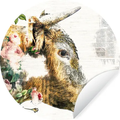 Produktbild von MuchoWow® Runde Wandtattoo - Wandsticker Tapete Aufkleber Schottischer Highlander - Goldener Highlander Ø 50 cm Selbstklebend und Repositionierbar - Wandaufkleber - Kreis - Wand Kreis - Wand Bild - Foto Tapete - Selbstklebende - Wohnzimmerdekoration - Wand Dekoration - Kinderzimmer