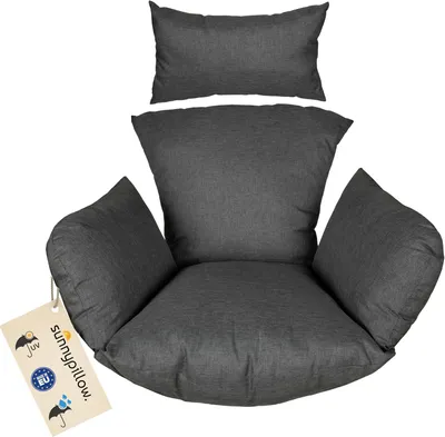 Produktbild von sunnypillow Hängesessel Kissen - Auflage für Rattan & Polyrattan Hängeschaukel - Extra Dick 15cm, UV - beständig, wasserdicht - Anthrazit