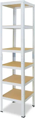 Productafbeelding van Metalen Stellingkast - Opbergrek Werkplaats - Orde Scheppen - Zonder Schroeven Montage - 180x40x40 cm - Wit