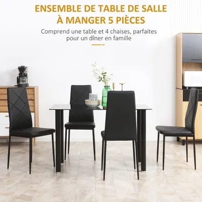 Productafbeelding van Eettafelset - Eethoek - Keukentafelset - Eettafel Met Stoelen - Zitgroep - Gehard Glas Tafelblad