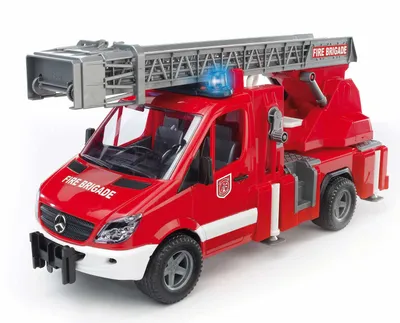 Produktbild von Bruder MB Sprinter Feuerwehr m. Drehleiter, Wasserpumpe und Light and Sound Modul 02532