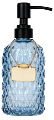 Produktbild von 480 ml Küchenseifenspender mit Diamantkartusche, Edelstahl, nachfüllbarer Seifenspender für das Badezimmer (blaue + schwarze Pumpe)