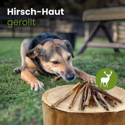 Produktbild von Hirsch-Haut, gerollt, Gewicht:1kg