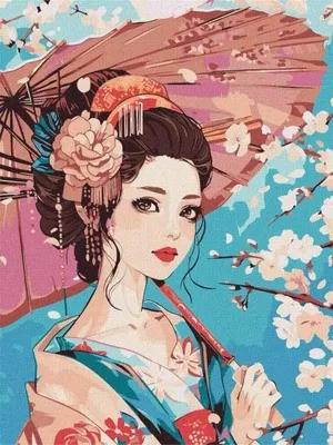 Image de Peinture par numéros - Beauté japonaise 30 x 40 cm - Ideyka